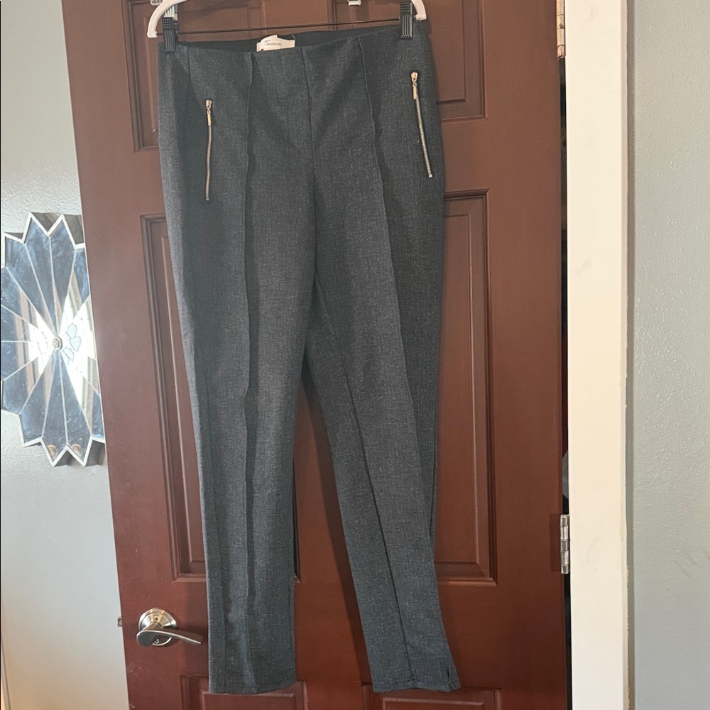 Madison Charcoal Zipper Accent Trousers